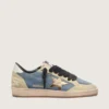 Ball Star LTD para hombre en gamuza azul denim con estrella de cuero dorado metalizado
