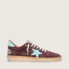 Ball Star para hombre en gamuza rojo oscuro con estrella y lengüeta del talón en azul claro