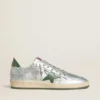 Ball Star para hombre en nylon plateado con estrella de cuero verde y lengüeta en el talón