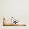 Ball Star para hombre en piel napa con estrella de gamuza azul y lengüeta del talón de piel platino