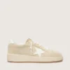 Ball Star para mujer en gamuza beige con estrella y lengüeta del talón de cuero blanco
