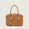 Bolso Vita en gamuza color camello con detalles dorados
