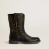 Botas Wish Young de cuero negro con bordado de estrella amarilla