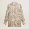 Camisa de pijama para mujer de mezcla de seda con estampado floral
