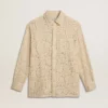 Camisa oversize de encaje transparente color crema