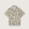 Camisa para niños «Journey» de lona de algodón con estampado floral verde y blanco