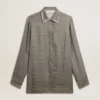Camisas de seda con mezcla de viscosa para mujer, color verde y con estampado floral
