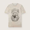 Camiseta para hombre en jersey gris jaspeado con estampado vintage
