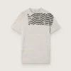 Camiseta unisex de jersey gris jaspeado con estampado de bandera