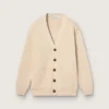 Cardigan beige para mujer con la inscripción «Golden» en la espalda