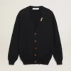 Cardigan de la Golden Collection en algodón azul oscuro con acabado desgastado