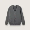 Cardigan para hombre de algodón gris melange con logotipo en la espalda