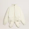 Chaqueta acolchada color crema para mujer
