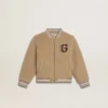 Chaqueta bomber de felpa beige para niños