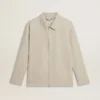 Chaqueta tipo coach para hombre en mezcla de lana color caqui