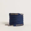 Cordones de algodón azul marino con logotipo dorado en contraste