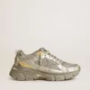 Lightstar para hombre en cuero metalizado y malla plateada con estrella gris