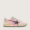 Marathon para mujer en nylon rosa y gamuza beige con estrella impresa en negro