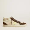 Mid Star para hombre en beige con purpurina, estrella de gamuza amarilla y detalle de algodón