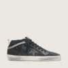 Mid Star para hombre en nubuck con estrella de cuero negro y detalle plateado