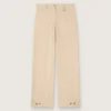 Pantalones de viscosa beige para mujer