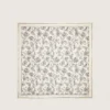 Pañuelo vintage de seda blanca con estampado floral negro