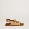 Sandalias Noa Young en rafia beige y cuero marrón