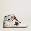 Sky-Star para hombre en piel napa blanca con una estrella de gamuza color chocolate