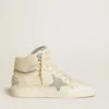 Sky-Star para mujer en cuero con estrella de cuero azul claro y lengüeta blanca en el talón
