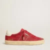 Soul Star para mujer en gamuza roja con lengüeta del talón de cuero blanco