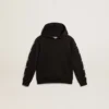 Sudadera con capucha para niños en negro con estrellas plateadas en contraste