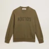 Sudadera para hombre en verde oliva con letras doradas
