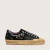 Super-Star LAB para mujer en gamuza laminada negra y nylon con estrella en relieve y cordones con cristales
