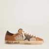 Super-Star LTD para hombre en lana beige con estrella de cuero marrón e inserciones color camello