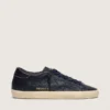 Super-Star para hombre en cuero azul marino con estrella de cuero tono sobre tono