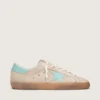 Super-Star para hombre en gamuza beige con estrella verde aguamarina