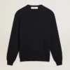 Suéter de cuello redondo para hombre en algodón azul oscuro con logotipo