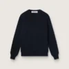 Suéter de cuello redondo para mujer en algodón azul oscuro con logotipo en la espalda