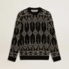 Suéter de mezcla de lana para hombre con cuello redondo y diseño de rombos en jacquard