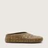 Tierra para mujer en gamuza color caqui con tachuelas plateadas