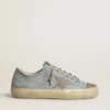 V-Star para mujer en lona azul claro con estrella de cuero gris paloma