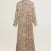 Vestido midi de mezcla de seda para mujer con estampado floral