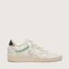 Zapatillas Ball Star para mujer en cuero color crema con estrella y cuentas tono sobre tono