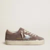 Zapatillas Hi Star para mujer en gamuza con estrella de cuero plateada y lengüeta del talón de cuero