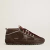 Zapatillas Mid Star para hombre en gamuza marrón con estrella de cuero y lengüeta trasera de gamuza