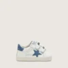 Zapatillas Old School para bebé en cuero blanco con estrella de gamuza azul denim