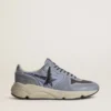 Zapatillas Running Sole para hombre en nailon azul claro y nubuck con estrella negra