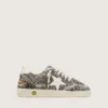 Zapatillas Ball Star para niños en piel de potro con estampado de leopardo en blanco y negro y estrella de cuero color crema