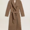 Abrigo de doble botonadura para mujer en mezcla de lana beige