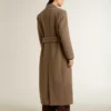 Abrigo de doble botonadura para mujer en mezcla de lana beige
